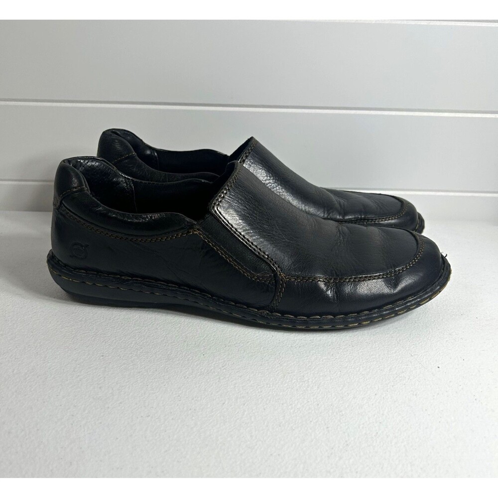Børn Women’s Shoes Size 10M Black Leather Slip On Casual Comfort Flat Round